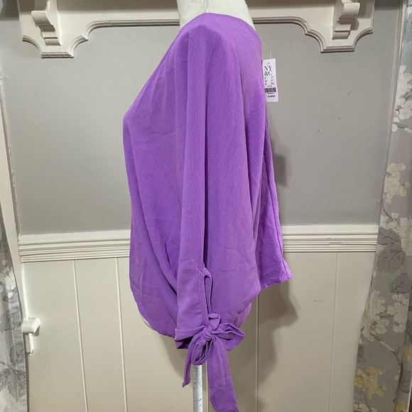 New York & Company Tie Sleeves V-Neck Top Size XL (NWT) - Picture 3 of 8